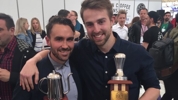 Ona Coffee's Sam Corra and Hugh Kelly were both winners at the\ Melbourne International Coffee Expo 2017.