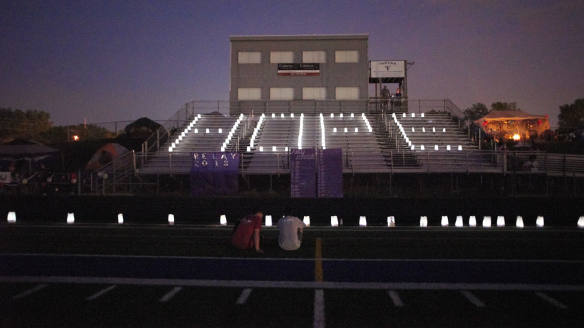 Luminaria Ceremony, to honour those touched by cancer, during Relay For Life event May 18, 2018 on Tartan High School athletic field in Oakdale, Minnesota, USA. 