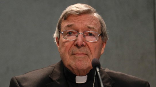 Cardinal George Pell speaking to the media in Rome, after he was charged.