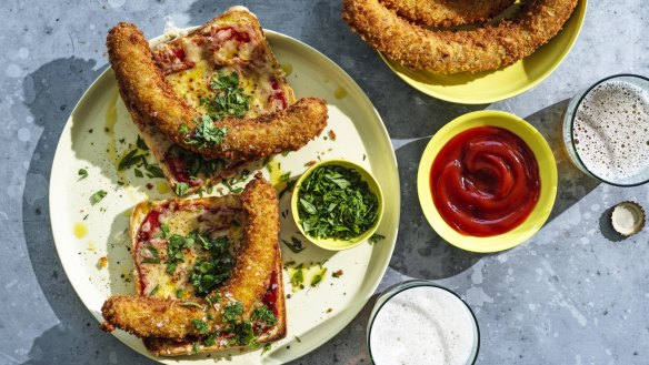 Crumbed sausage meets parmigiana.