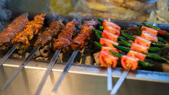 Meat over the coals at New Star Kebab.