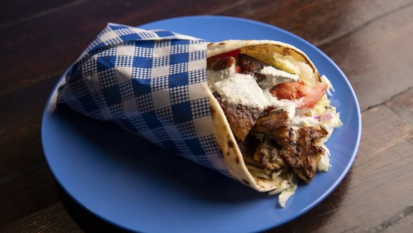 I Should Be Souvlaki's plant-based version of chicken souvlaki.