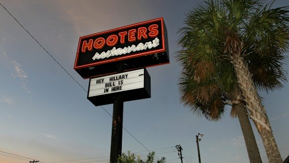 A Hooters restaurant sign in the US. 