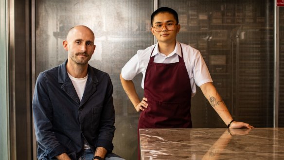 Darren Leaney (left) is on drinks and chef Dennis Yong is on snack duty at Parcs bar.