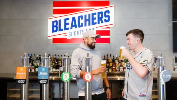 Bleachers sports bar managers Richard McPherson and Aaron Aherne-Williams. 