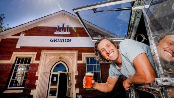 Owner Matt Nikakis outside the 1925 red-brick church hall he has converted into a venue.