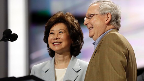 Former Labour Secretary Elaine Chao and her husband, Senate Majority Leader Mitch McConnell.