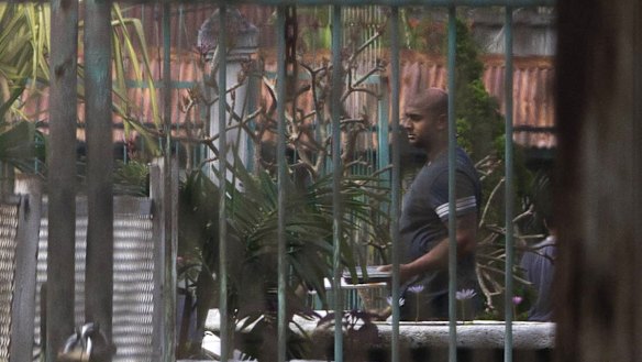 Myuran Sukumaran inside Kerobokan prison on Saturday.