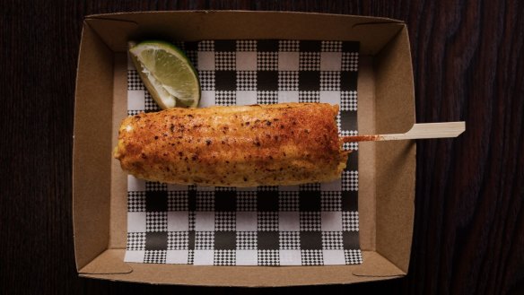 Elotes (cheesy corn).
