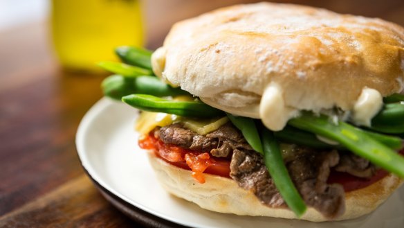 Latin Foods and Wines' chacarero (steak sandwich).