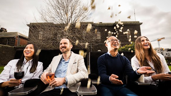 Popcorn dreaming: Benjamin Zeccola and Anthony Goh, flanked by Jana Hoang and Mia Johannsen, at Pentridge, where Palace Cinemas and developer Shayher Group are planning the next phase of development.
