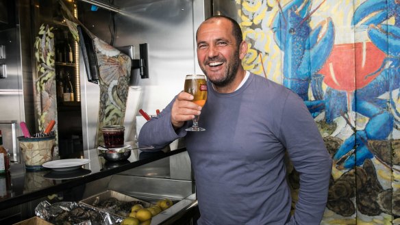 Guillaume Brahimi outside Le Comptoir's seafood sibling L'Avant Comptoir de la Mer.