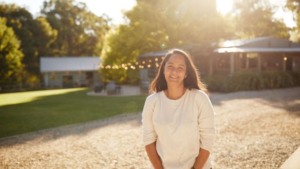 Helly Raichura outside her Enter Via Laundry pop-up in Monbulk (address provided upon booking).