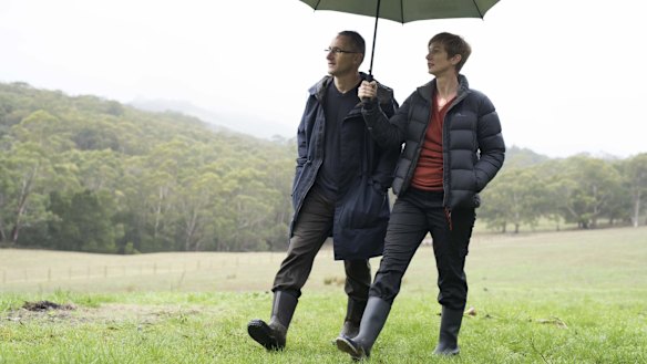 Richard Di Natale and his wife, Lucy Quarterman, on their farm.