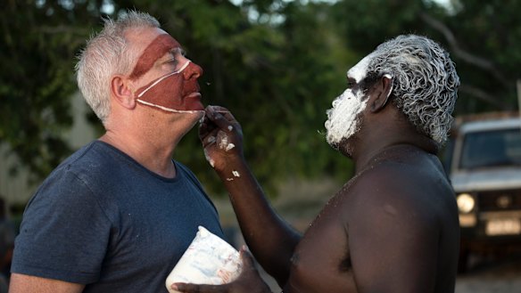 Ian "Dicko" Dickson with Timmy "Djawa" Burarrwanga in East Arnhem Land.
