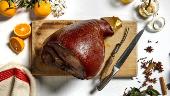 Coles Finest triple smoked free-range ham.