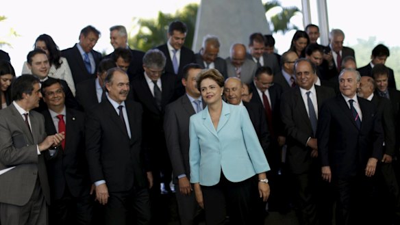 Brazil's President Dilma Rousseff (centre) attends a meeting with state governors at Alvorada Palace in Brasilia last week.