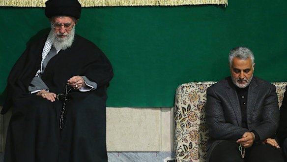 Iran's Supreme Leader Ali Khamenei, left,   with Quds Force commander General Qasem Suleimani.