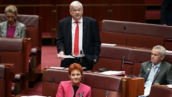 Senator Brian Burston speaks in the Senate.
