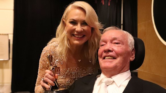 Kerri-Anne Kennerley with her husband John after being inducted into the Hall of Fame.