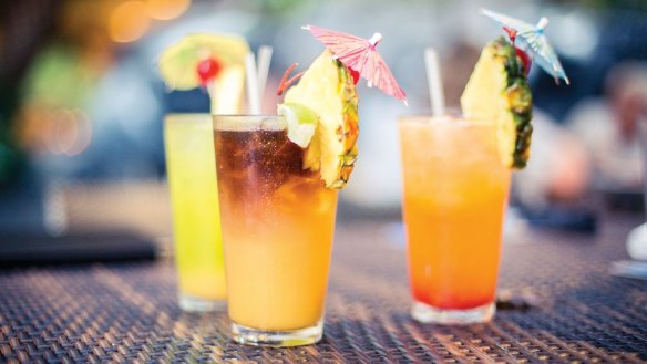 Drinks at Outrigger Reef Waikiki Beach Resort.