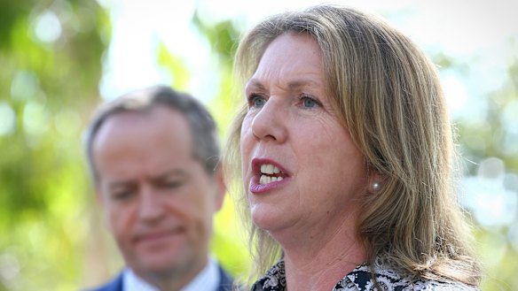 Labor health spokeswoman Catherine King with Opposition Leader Bill Shorten.  