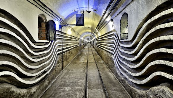 A gallery beneath Schoenenbourg fortress, part of the Maginot Line.