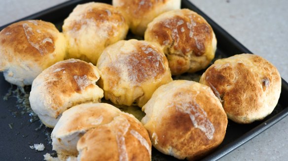 Dinner rolls filled with cheeseboard dregs.