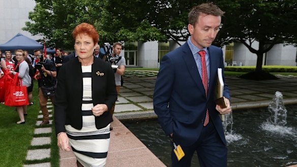 Senator Pauline Hanson and her increasingly powerful chief of staff James Ashby.