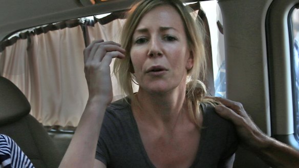 Sally Faulkner in a mini van shortly after she was released.