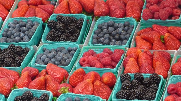 Colourful punnets of berries.