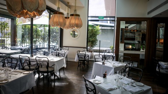 Bistro Guillaume at Crown complex. Dishes: roast chicken and/or souffle with roquefort sauce. 28 May 2015. The Age M mag. Photo: Eddie Jim.