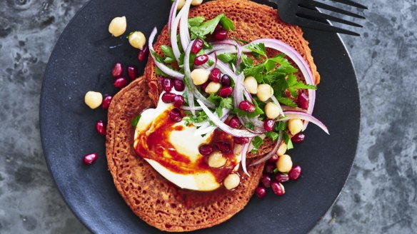 Jill Dupleix's chickpea pancakes from episode one of Good Food Kitchen. 
