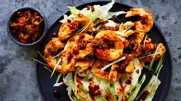 Neil Perry's Korean-style fried king prawns.