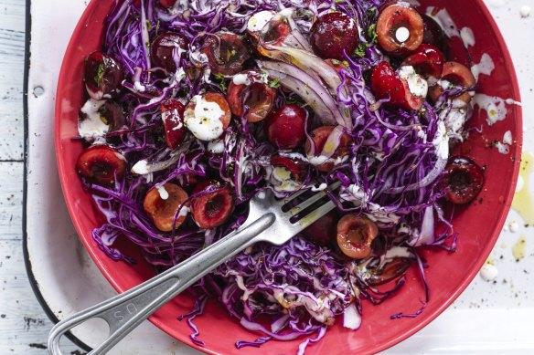 Cherry red coleslaw.