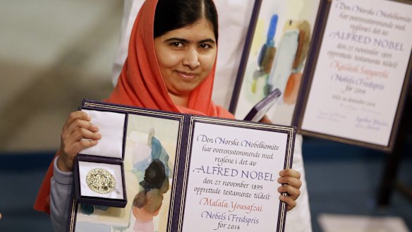 "I want there to be peace everywhere": Nobel laureate Malala Yousafzai.