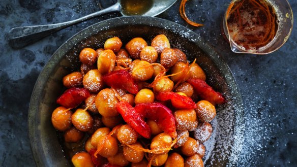 Blood-orange struffoli.