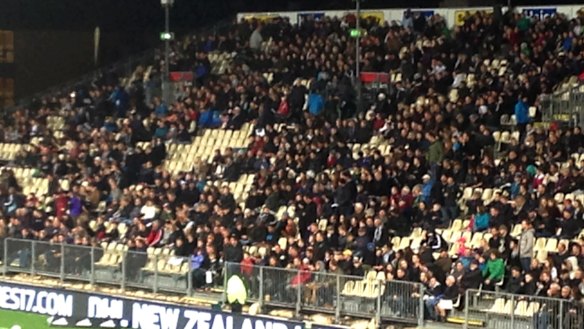 An uncovered stand at the temporary AMI Stadium in Christchurch for the Springboks v All Blacks Test.