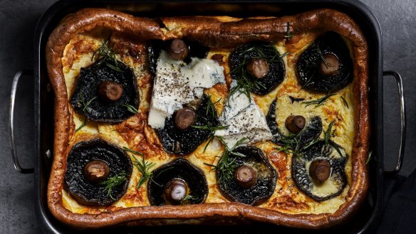 Roasted mushroom toad in the hole with gorgonzola. SageÃÂÃÂÃÂÃÂ Creative autumn/winter recipes for Good Food online and Home Front. February 2022. Good Food use only. Please credit James Moffatt