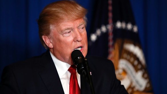 President Donald Trump speaks at Mar-a-Lago after the missile attack.