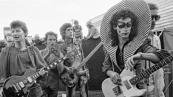 Bob Starkie with fellow Skyhooks members in the heyday of the high collar.