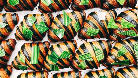 Peppermint crisp croissants at Supermoon Bakehouse in New York.