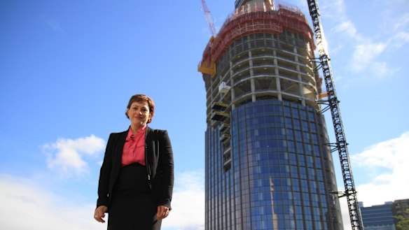 Deputy Premier Jackie Trad examines the so-called Tower of Power at 1 William Street.