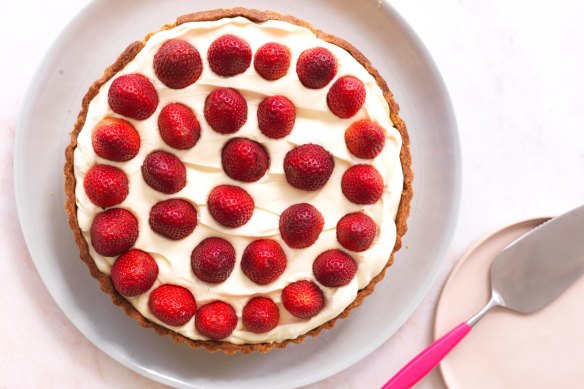 Strawberry and almond cream tart.