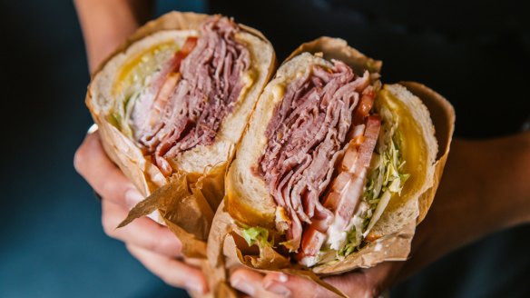 Worth your hard-earned cash: Ham, cheese, salad sub from Harvey's Hot Sandwiches, Parramatta.