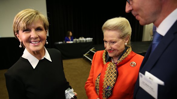 Ms Bishop, pictured with former speaker Bronwyn Bishop, says Australia won't shy away from difficult issues during the council's review of Australia's human rights record.