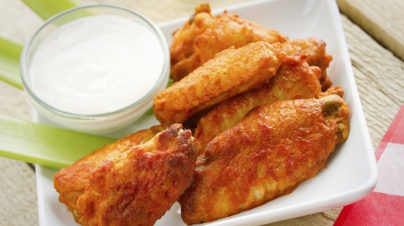 Ranch dressing and its more traditional match, chicken wings. 