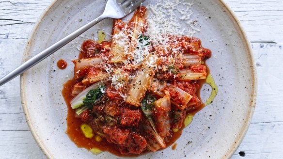 Step aside zucchini "zoodles", hello silverbeet "pasta" in sugo.