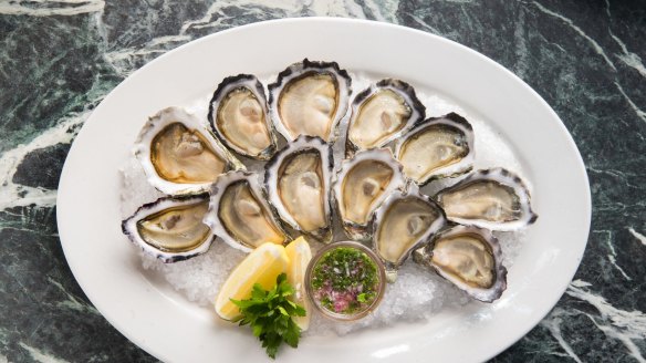 Oysters are shucked to order.
