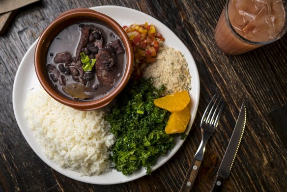 A serve of feijoada, a pork stew. 